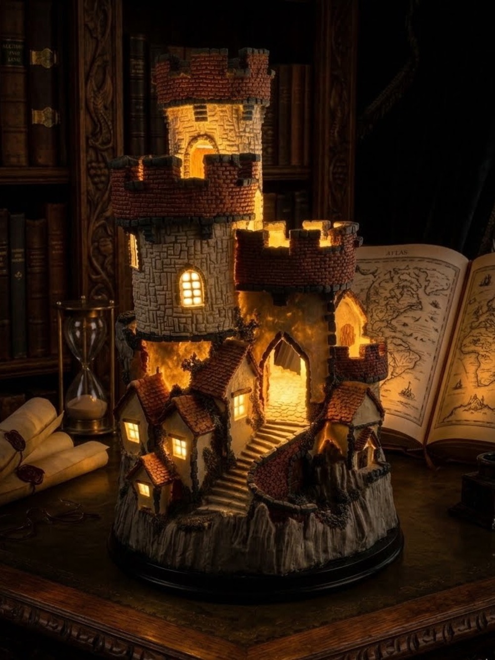 Vintage Medieval Fantasy Castle Lamp 90s Wizardcore Lighted Fortress Statue